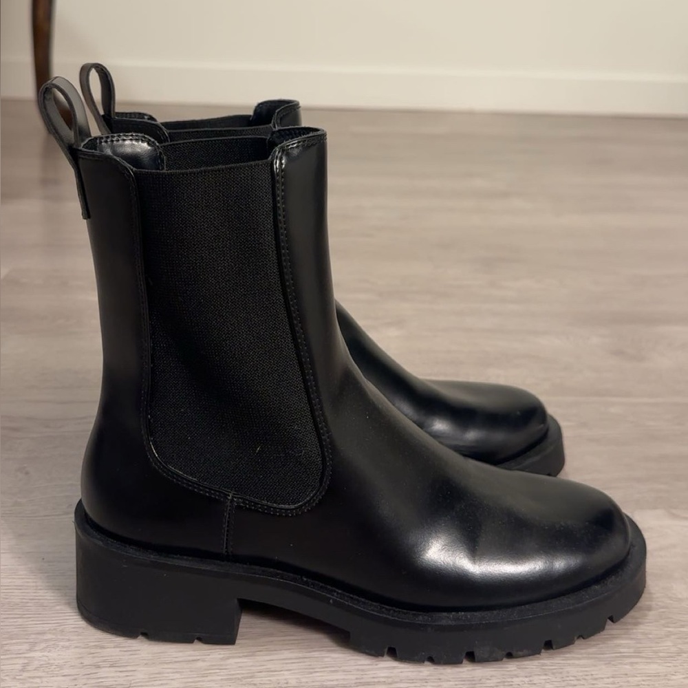 H&M Glossy Black Ankle Booties